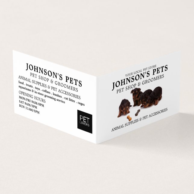 Carte De Visite Cute Pups, Pet Store & Groomers Détails (Extérieur)