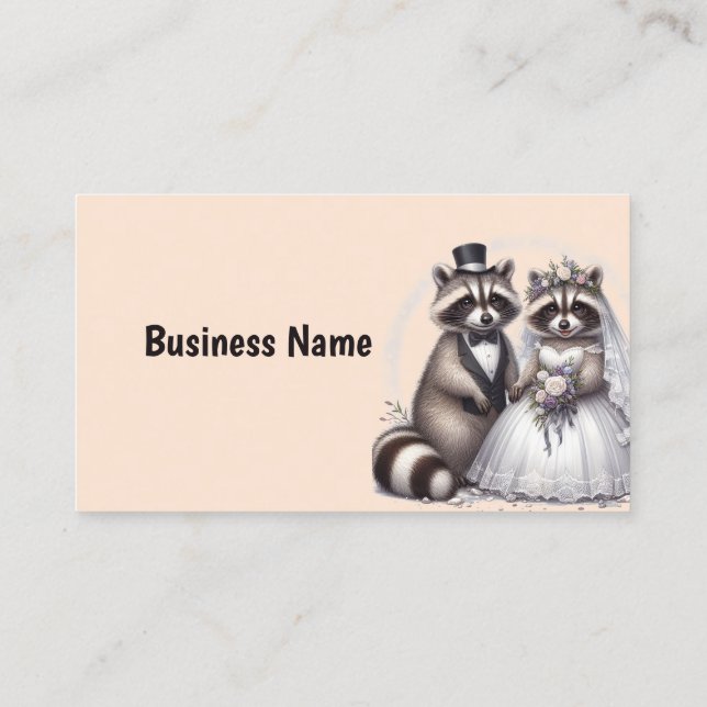 Carte De Visite Cute Raccoon Mariage Animal Custom Business (Dos)