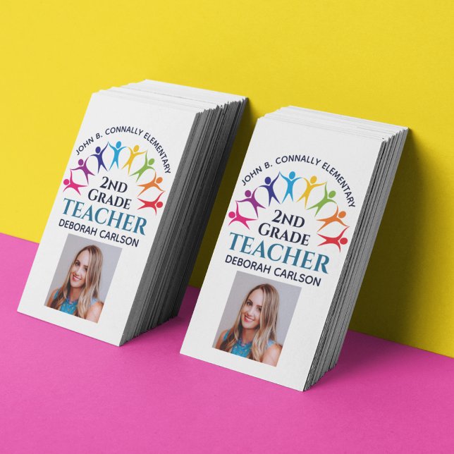 Carte De Visite Cute Rainbow Enseignant de l'école primaire (Créateur téléchargé)