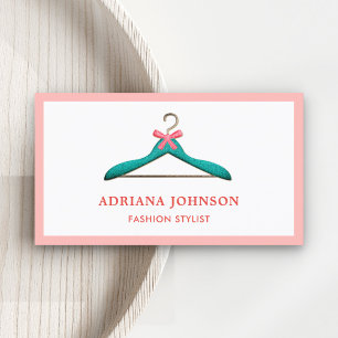 Carte De Visite Cute Rose Bow Turquoise Vêtements cintre Mode