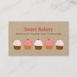 Carte De Visite Cute Rustique rose et blanc Cupcake boulangerie Kr