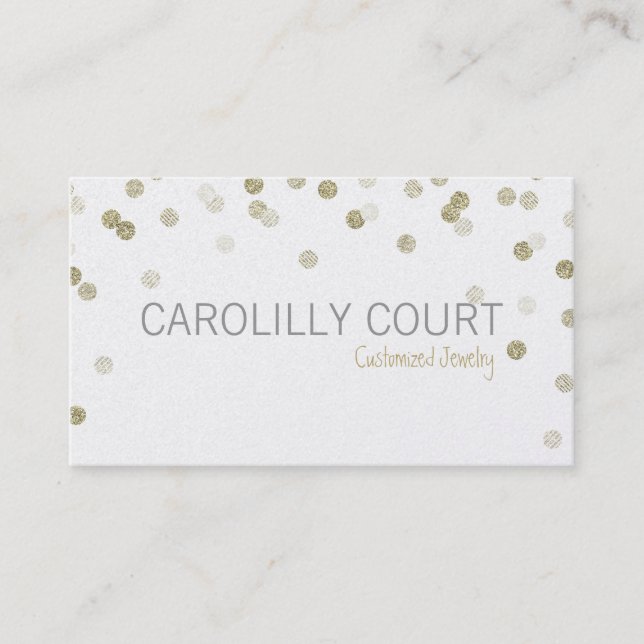 Carte De Visite CUTE SPARKLY chic confetti parties scintillant or  (Devant)