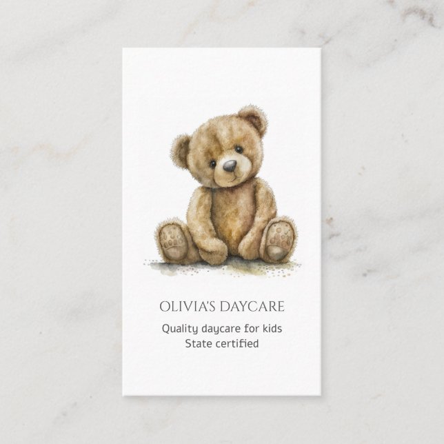 Carte De Visite Cute Teddy Bear Cub Garde d'enfants Garde d'enfant (Devant)