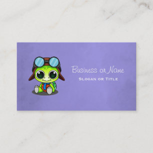 Carte De Visite Cute tortue caricaturale en Aviator Casquette