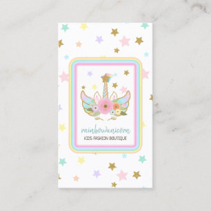Carte De Visite Cute Unicorn Head stars Rainbow
