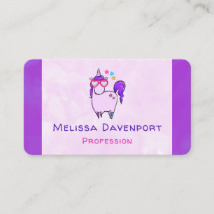 Carte De Visite Cute Unicorne dans les lunettes en forme de coeur