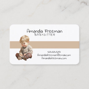 Carte De Visite Cute White & Brown Enfants Garde d'enfants Baby si