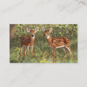 Carte De Visite Cute White Deer Twin Fawns