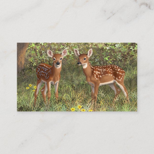 Carte De Visite Cute White Deer Twin Fawns (Devant)
