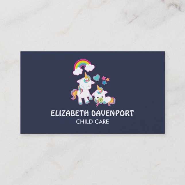Carte De Visite Cute White Unicorns Magical Mama & Baby (Devant)