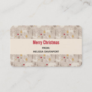 Carte De Visite Cute Woodland Animaux Motif de Noël