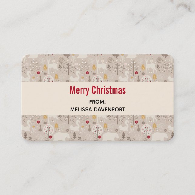 Carte De Visite Cute Woodland Animaux Motif de Noël (Devant)