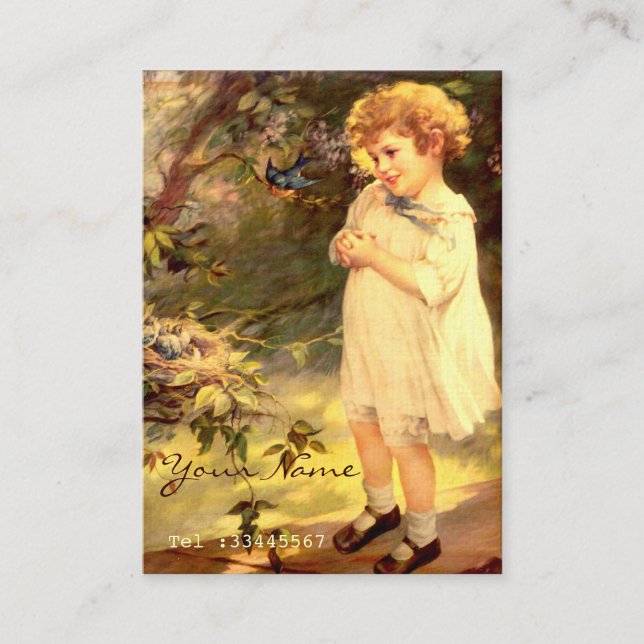 Carte De Visite Cutie victorien avec des oiseaux (Devant)