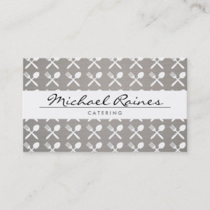 Carte De Visite CUTLERY MOTIF sur LINEN BKGRD pour CATERING, CHEFS