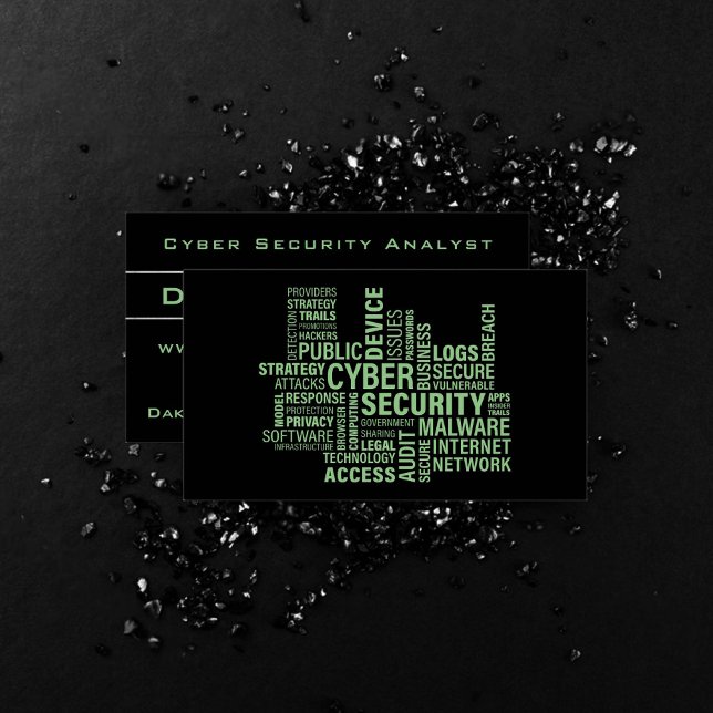 Carte De Visite Cyber Sécurité Analyste Professionnel Noir Vert (Créateur téléchargé)