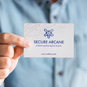 Carte De Visite Cybersécurité   Simple blanc futuriste