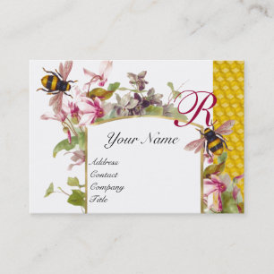 Carte De Visite Cyclamens, Abeilles de miel, Abeille, Monogramme a