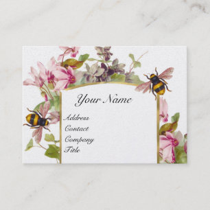 Carte De Visite Cyclamens, abeilles de miel, apiculteur, or de