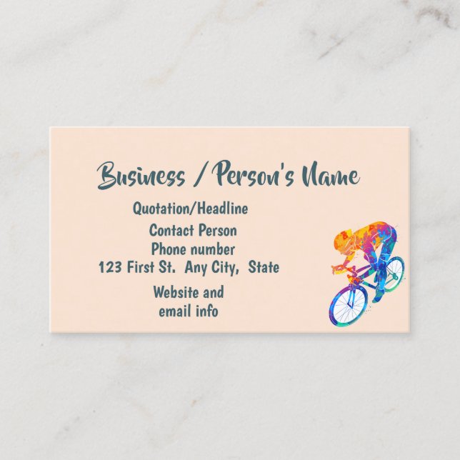 Carte De Visite Cyclisme Vélo Classes Cyclisme Professionnel Perso (Devant)