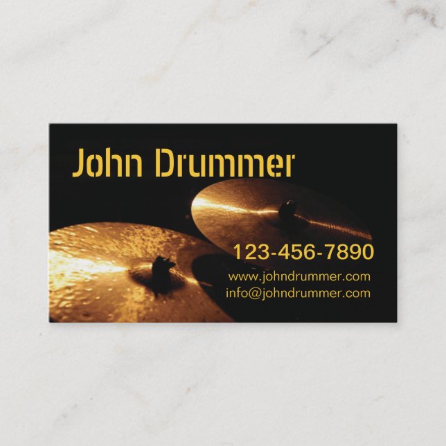 Carte De Visite cymbales, batteur de John, (Devant)