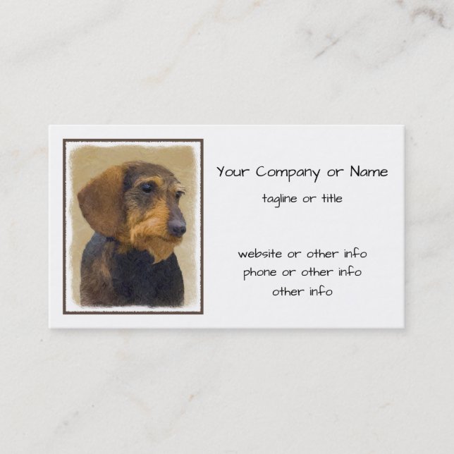 Carte De Visite Dachshund (À poils durs) Peinture Dog Art original (Devant)