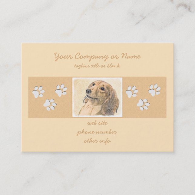 Carte De Visite Dachshund (Longhaerien) Peinture - Art Chien origi (Devant)
