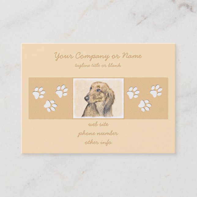 Carte De Visite Dachshund (Longhaerien) Peinture - Art Chien origi (Devant)
