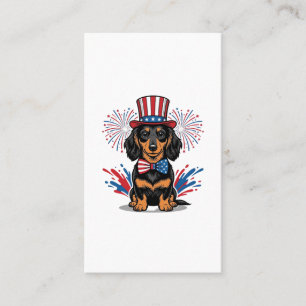 Carte De Visite Dachshund patriotique feux d'artifice art vectorie