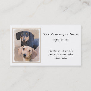 Carte De Visite Dachshund (Smooth) Peinture - Art Chien original