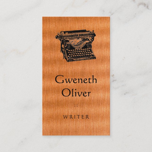 Carte De Visite Dactylographiez la machine d'écriture sur la (Devant)