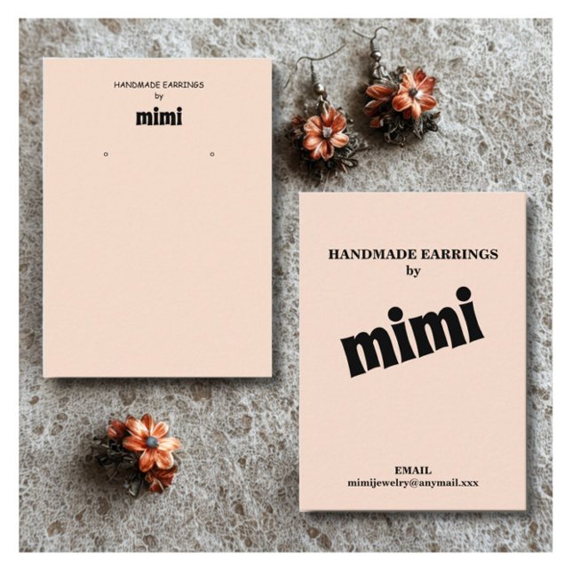 Carte de visite d'affichage simple à oreille beige (Créateur téléchargé)