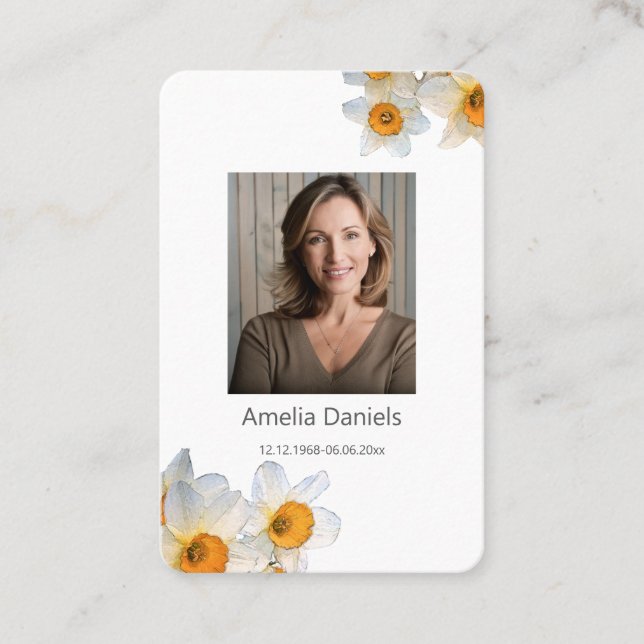 Carte De Visite Daffodil Funeral Prayer Card  (Devant)