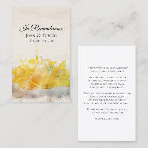 Carte De Visite Daffodiques jaunes Prière funéraire du printemps
