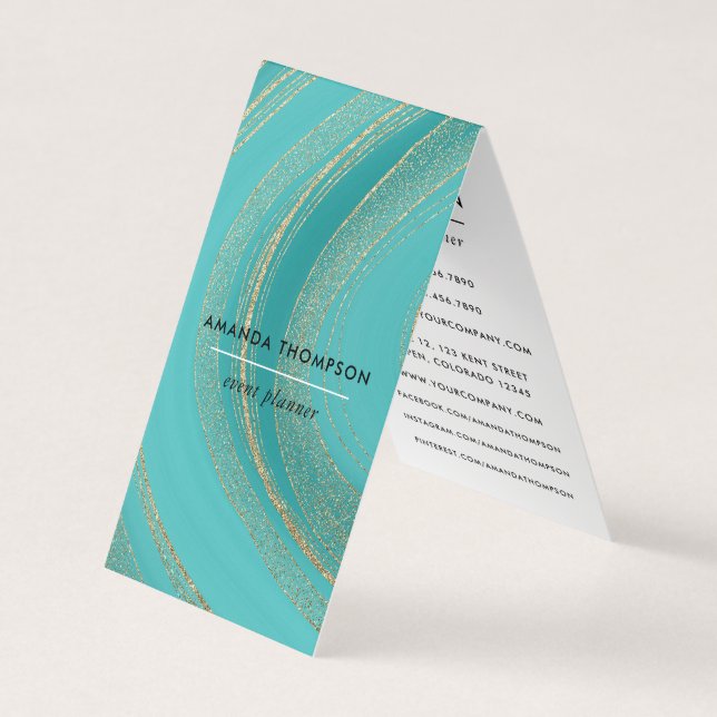 Carte de visite d'âge Turquoise et Gold (Devant)