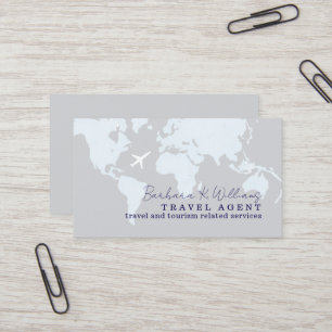 Carte de visite d'agent de voyages avec carte