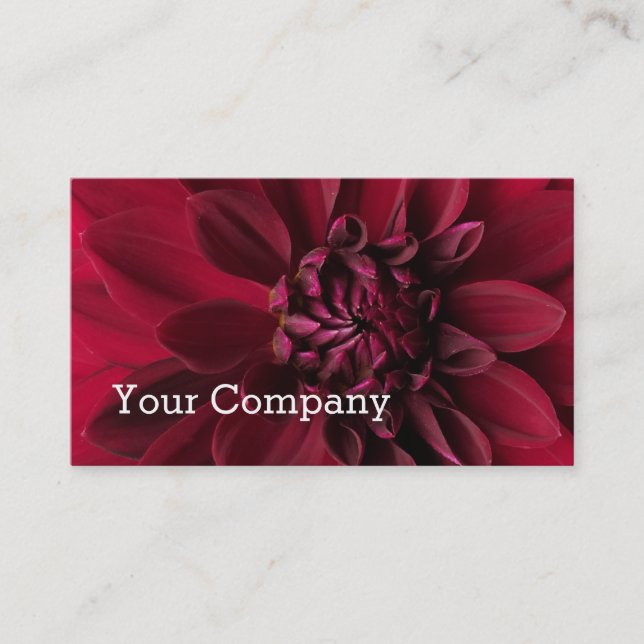 Carte De Visite Dahlia rouge moderne frais floral (Devant)