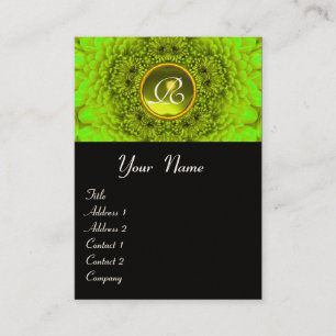 Carte De Visite DAHLIA VERT MONOGRAMME TOPAZE noir jaune