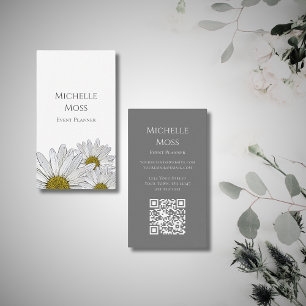 Carte De Visite Daisies modernes Code QR Botanique tendance