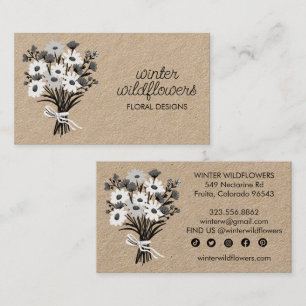 Carte De Visite Daisy Bouquet Élégant charme social Icônes Kraft