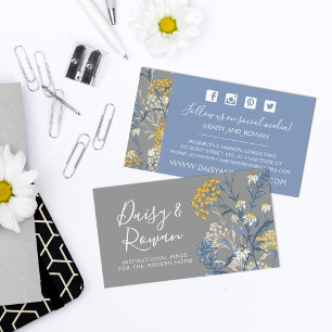Carte De Visite Daisy & Yellow Rowan Berries Floral Médias sociaux