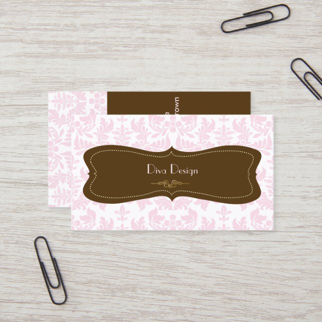 Carte De Visite Damas baroque en rose/chocolat brun (Devant/Arrière en situation)