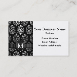 Carte De Visite Damas monogramme noir et argent