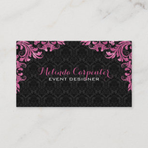 Carte De Visite Damas Noir Et Maron Rouge Dentelle Florale