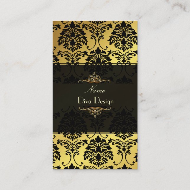 Carte De Visite Damask BusinessCard or + noir (Devant)