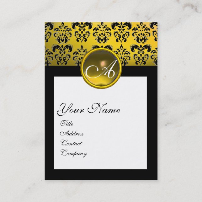 Carte De Visite DAMASK CARRÉ MONOGRAM, topaz jaune (Devant)