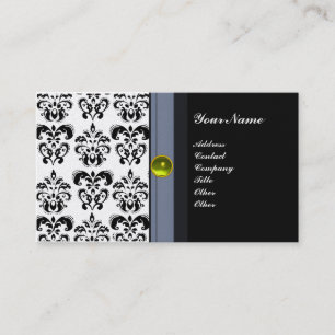 Carte De Visite DAMASK CLASSEUX MONOGRAMME topaze noire platine ja