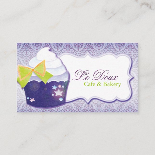 Carte De Visite Damask Cupcake Bakery (Devant)