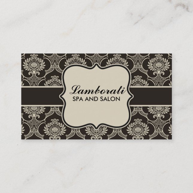 Carte De Visite Damask Floral Élégant Cosmetologue Mode Rétro (Devant)