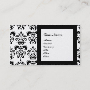 Carte De Visite DAMASK GEM STONE MONOGRAM, 3 platine