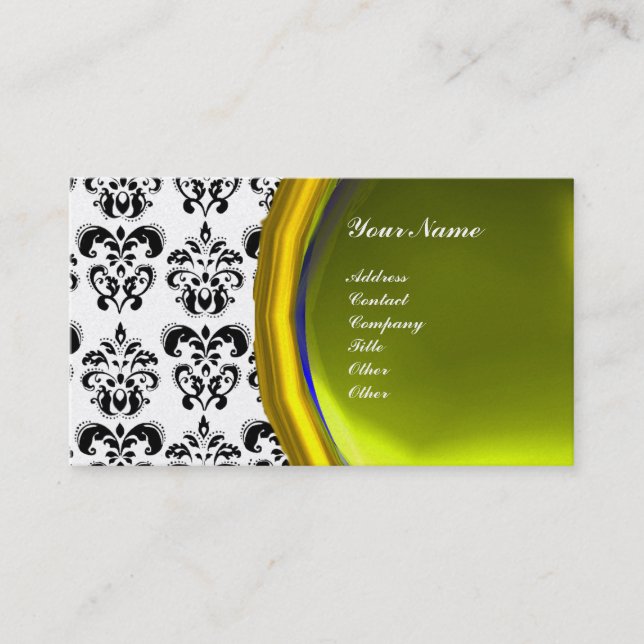 Carte De Visite DAMASK GEM STONE MONOGRAM, perle (Devant)